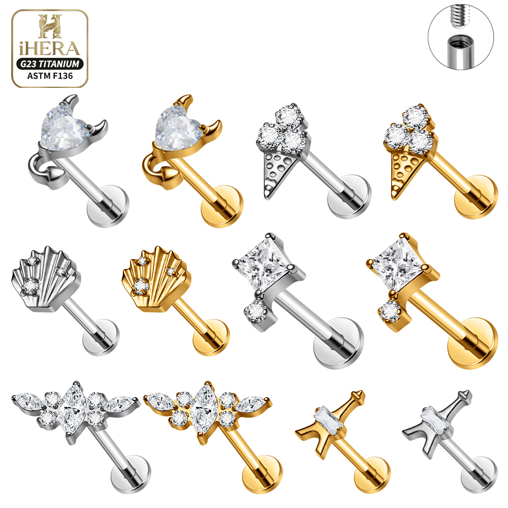 Body Jewelry Vertical Labret - Piercing de Titanio F136 para Conch,