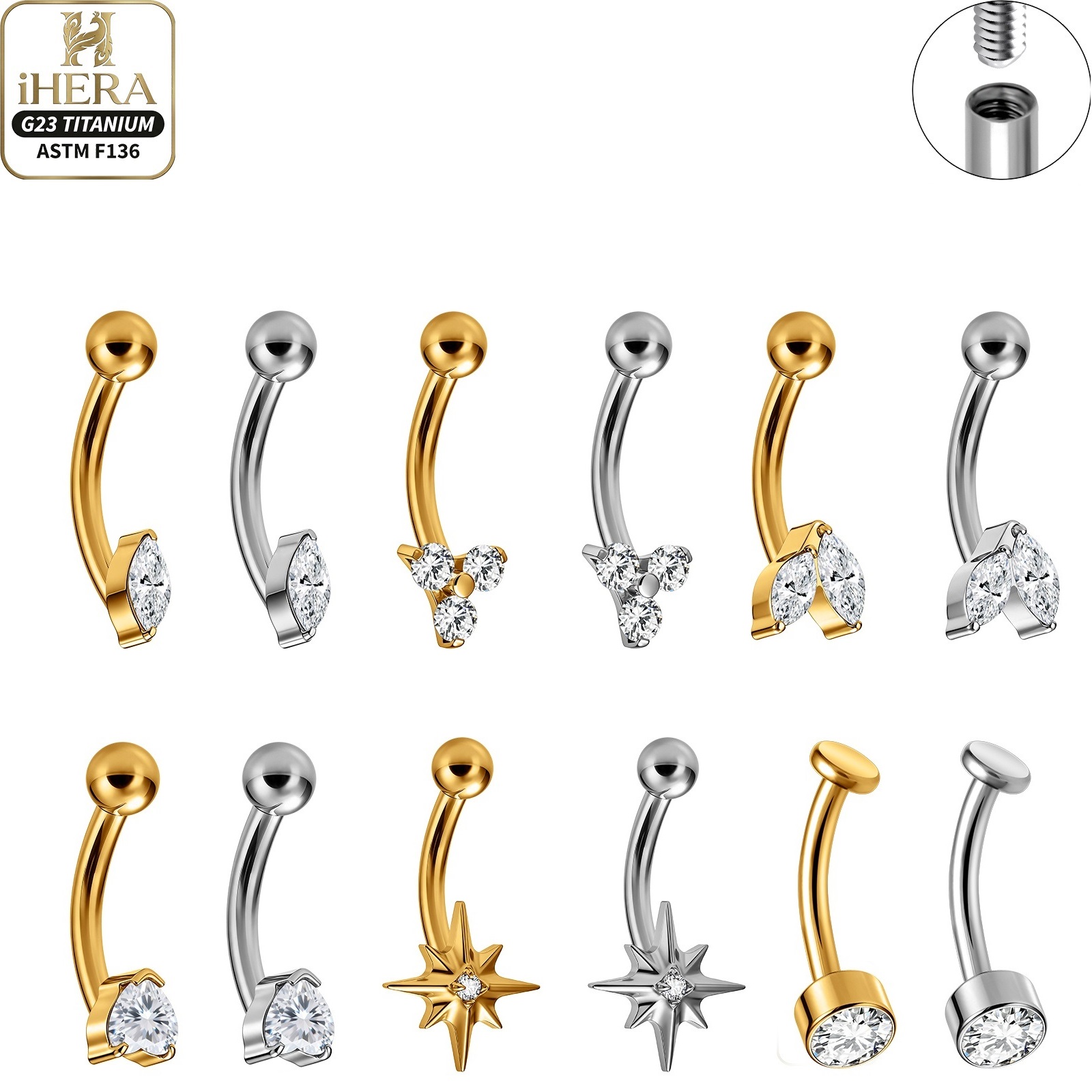 Body Jewelry Vertical Labret - Piercing Clásico Básico de Titanio G23