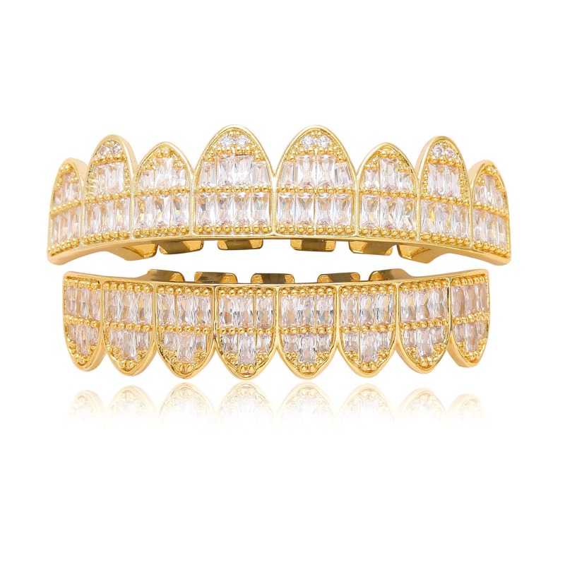 Body Jewelry Real Gold - Hiphop-Piercing de dientes de circón cuadrado