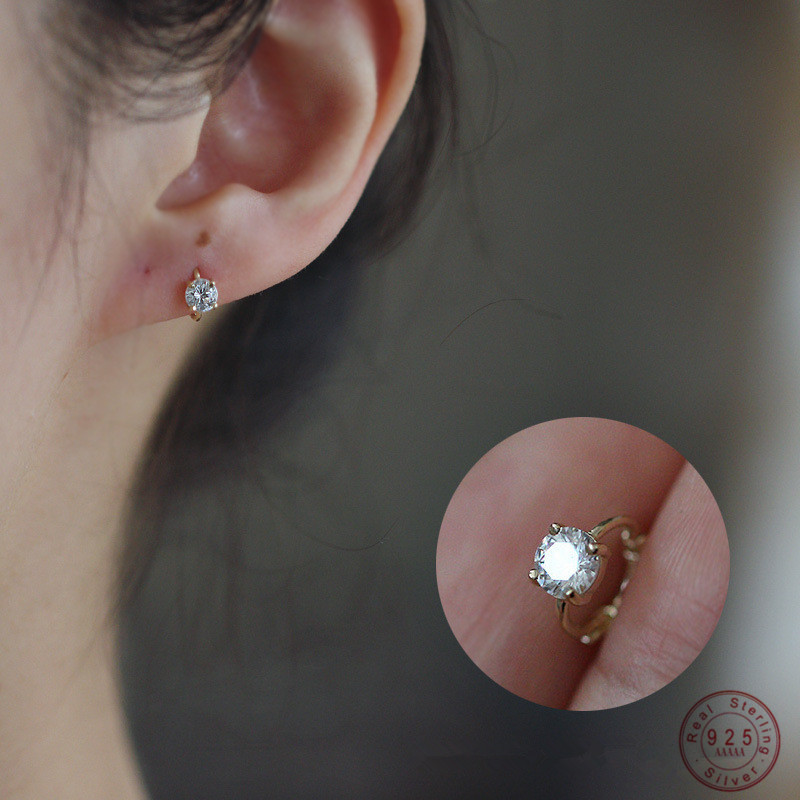 Body Jewelry Diamond - Pendientes de tuerca de circón con