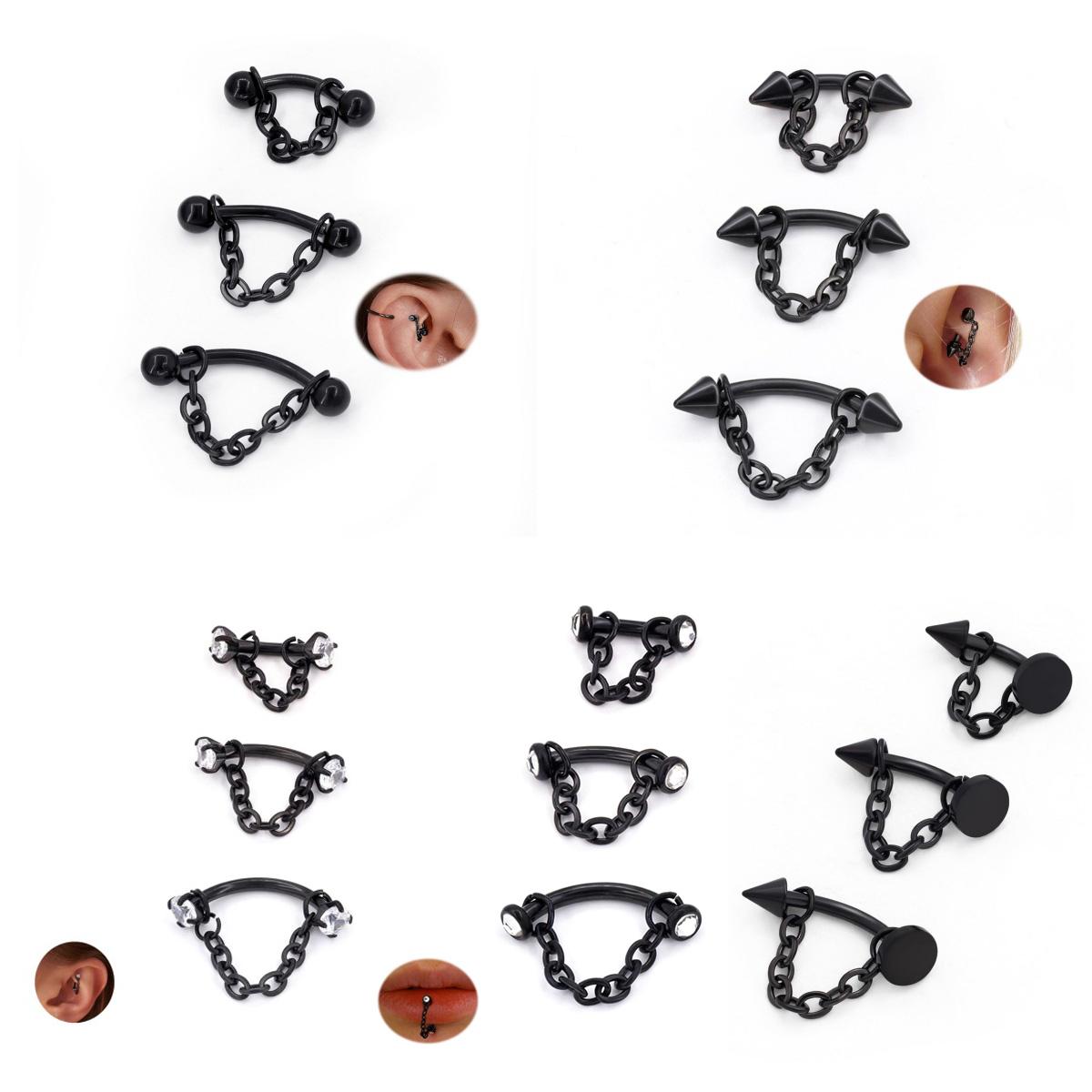 Body Jewelry Vertical Labret - 3 piezas de acero inoxidable 16G: