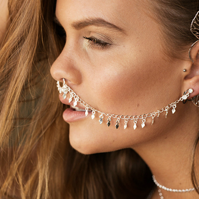 Body Jewelry Indian - Cadena de anillo de nariz, aro