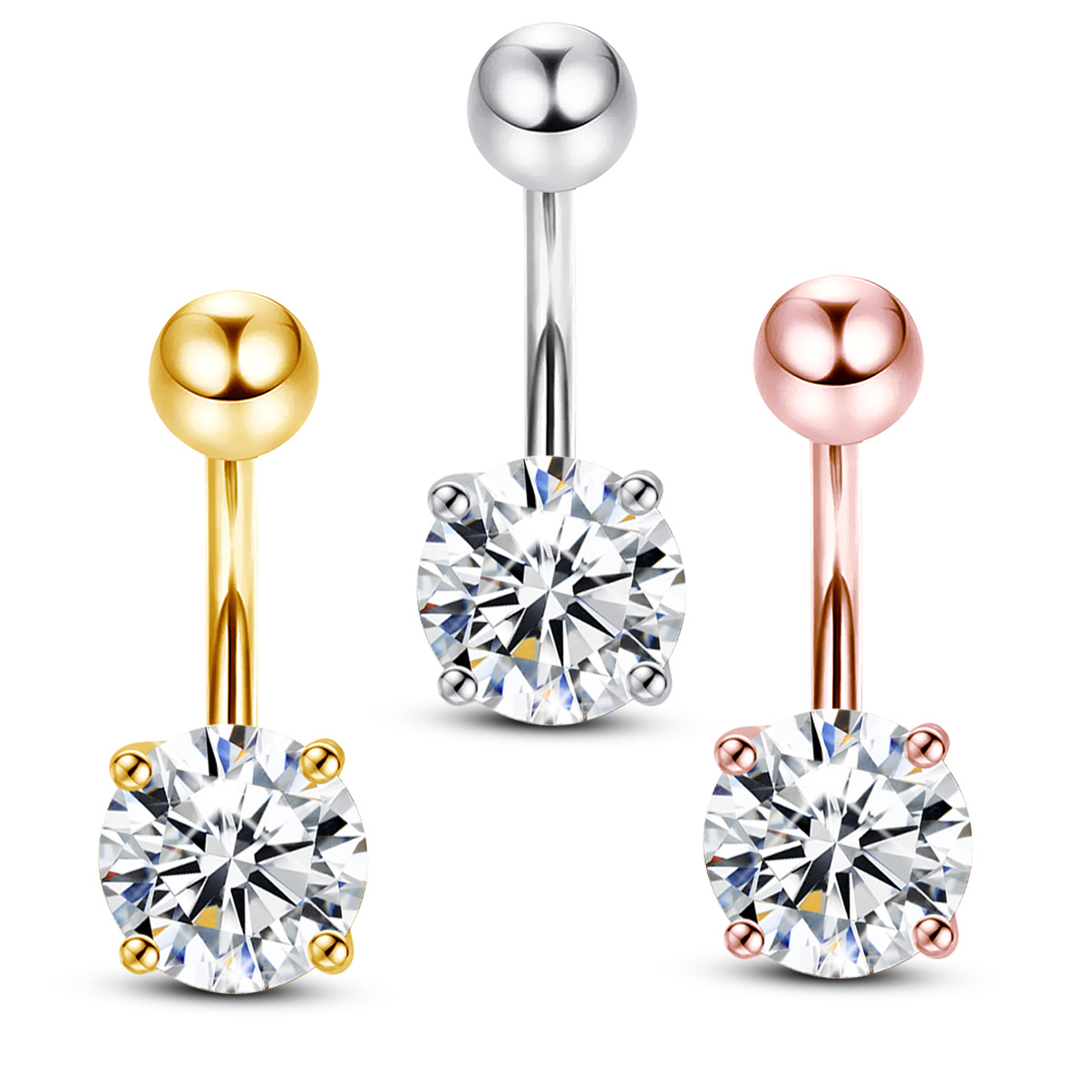 Body Jewelry Real Gold - Piercings de Ombligo de Moissanita, Anillos