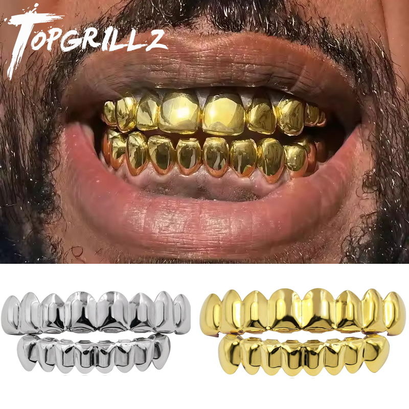 Body Jewelry Real Gold - TOPGRILLZ-Juego de parrillas superiores e inferiores
