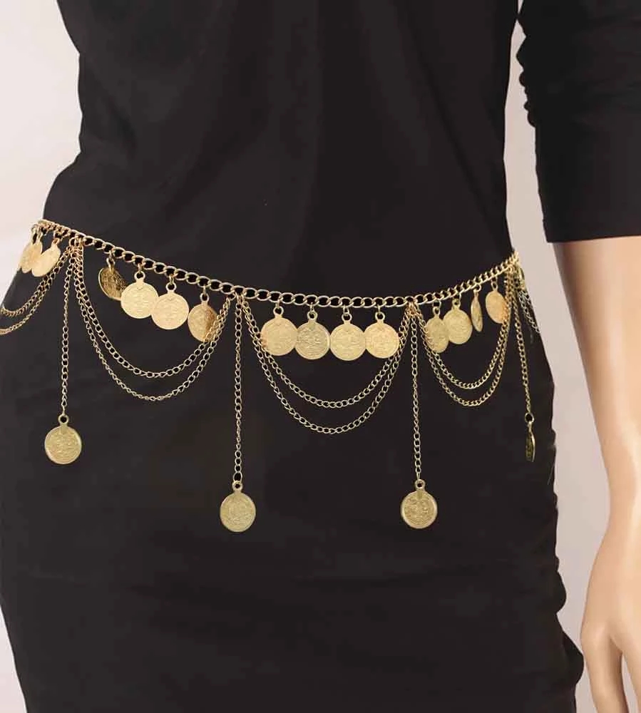 Body Jewelry Indian - Gypsy Tribal Vintage Color dorado moneda