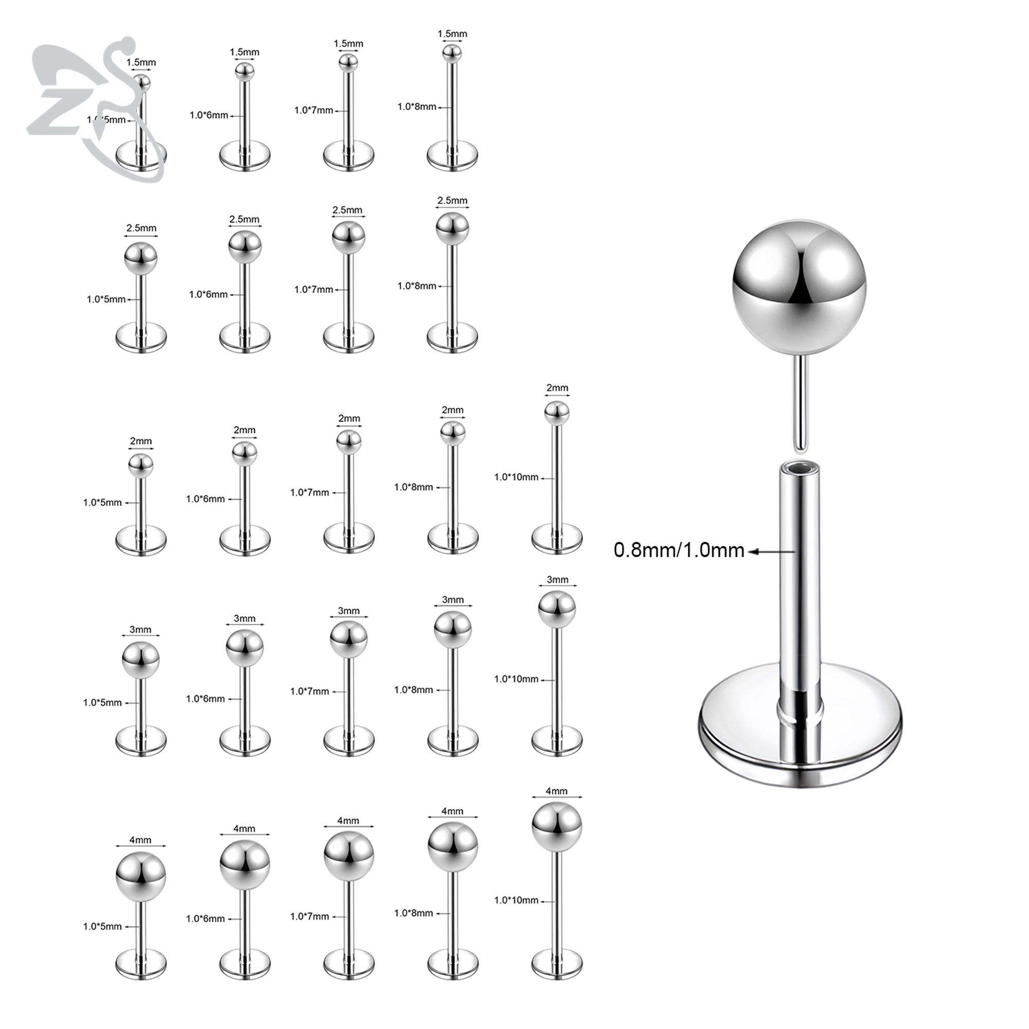 ZS 10 unids/lote estilo enchuf - Body Jewelry Threadless reseña y precio