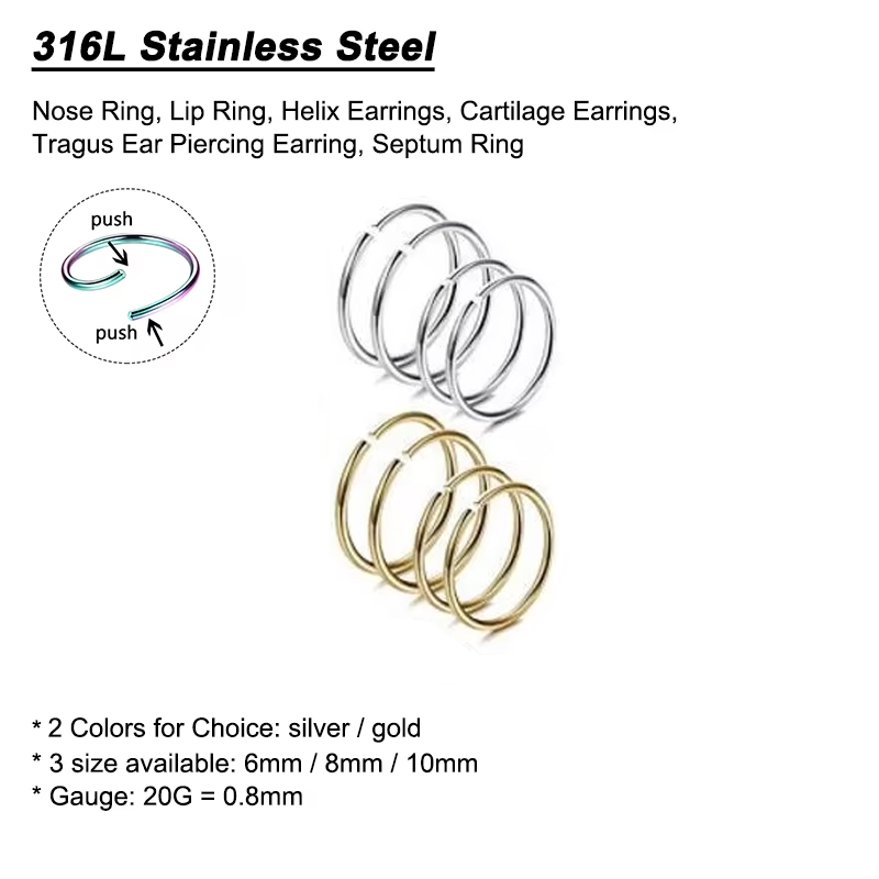 Lote de 6 Anillos Hipoalergéni - Body Jewelry Lot reseña y precio