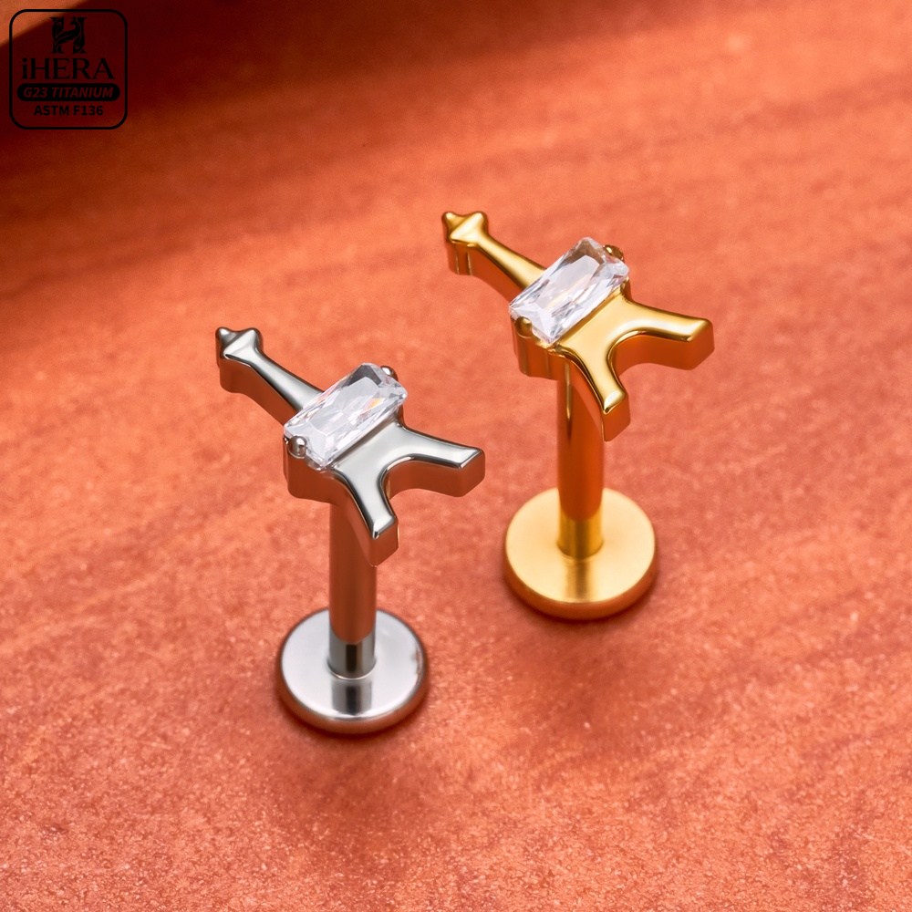 Pendientes de titanio G23 con  - Body Jewelry Vertical Labret reseña y precio