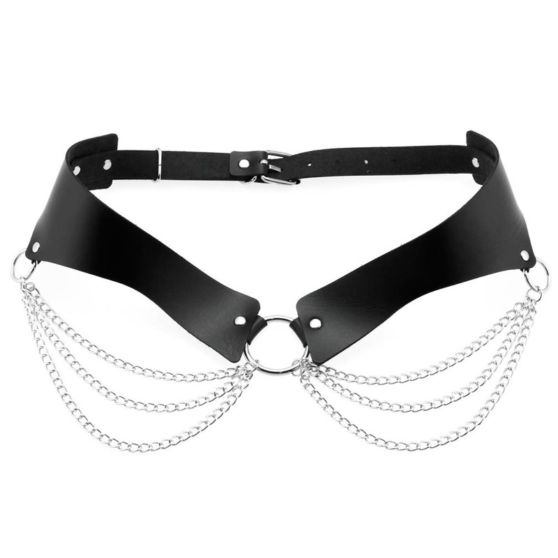 Cinturón de cadena de cuero PU - Body Jewelry Goth reseña y precio